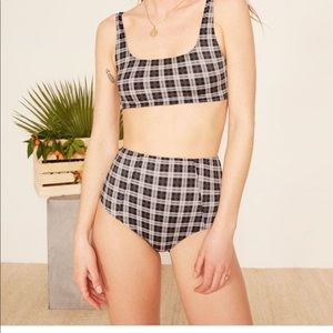 Reformation High Waisted Plaid Bikini Bottom